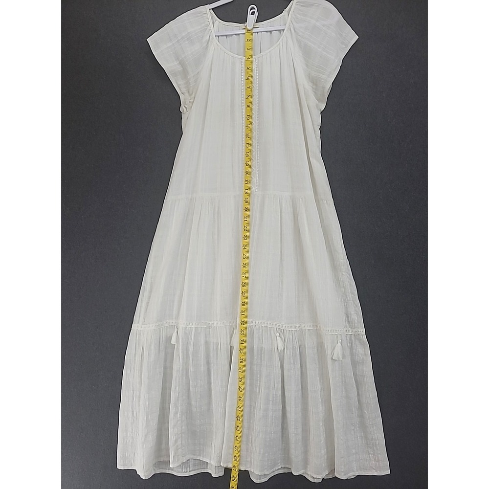 Kate And Sam Ladies Flowy Boho Dress Size M Off White With Tassels Beachy Coast - Picture 6 of 8